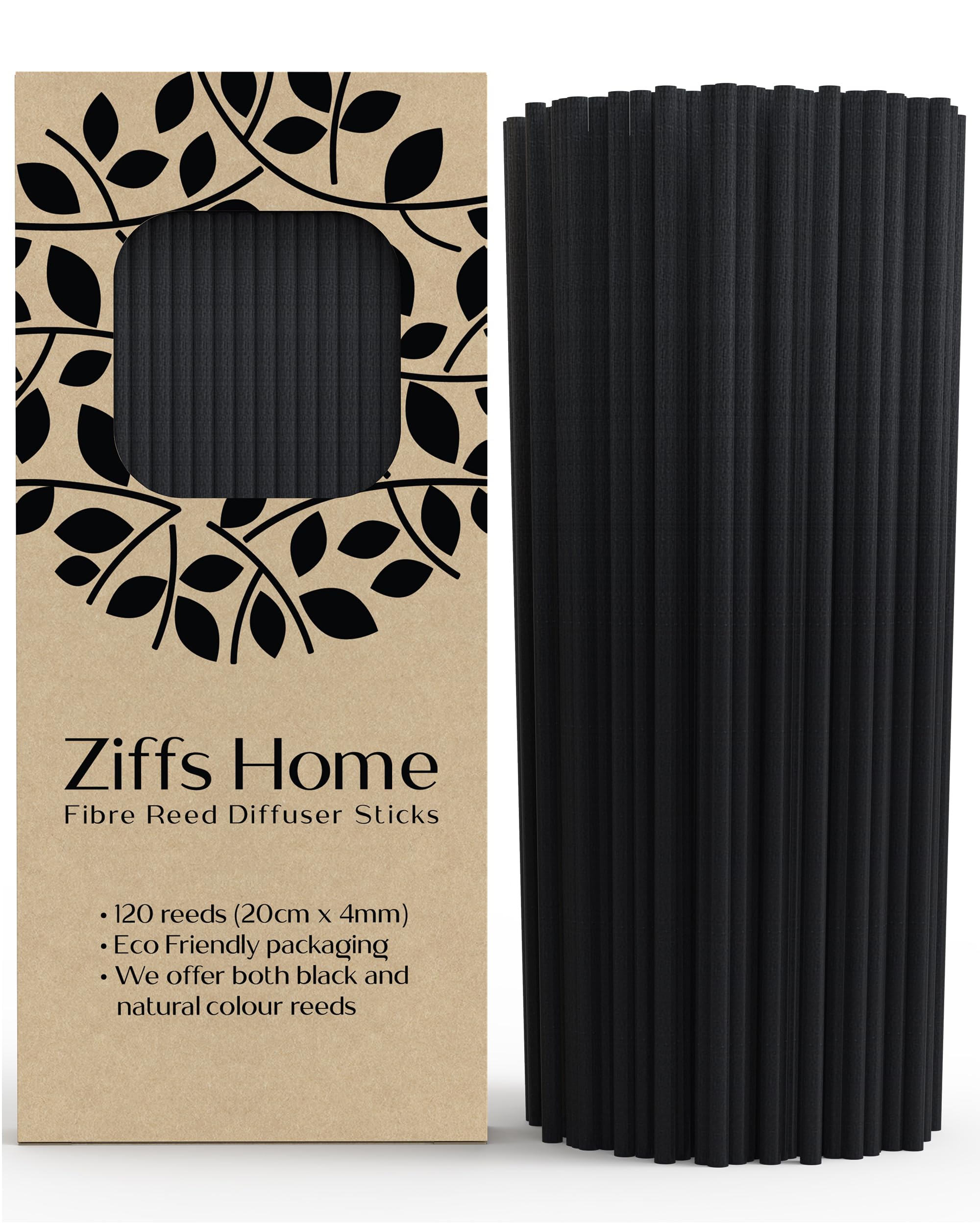 Photo 1 of Ziffs Home® 120pcs Black Fibre Reed Diffuser Sticks - 20cm/7.87in x 4mm/0.16in - Thick Reeds Sticks - Fibre Reeds for Diffusers