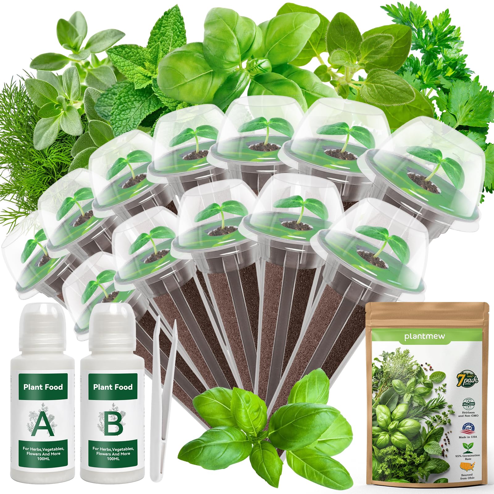 Photo 1 of 12-Pod Gourmet Herb Seed Kit Compatible with All Hydroponics- Basil, Parsley, Thyme, Mint, Cilantro, Dill, Oregano - Universal Seed Starter Pods Indoor Gardening (12-Pod)