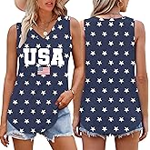 CAZYCHILD American Flag Tank Top Women 4th of July Tanks Tops for Womens USA Flag Patriotic V Neck Sleeveless Tee