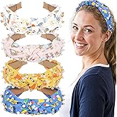 Hapdoo 4pcs Teacher Jeweled Knotted Headband - Back To School Gift Book Pencil Beaded Pearl Embellished Headband Top Knot Hair Accessories Teacher Appreciation Birthday for Women Girls
