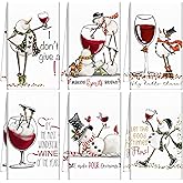 Hosuly 6 Pcs Christmas Snowman Wine Kitchen Towels Winter Decorative Hand Towels Xmas Snowman Dish Tea Kitchen Decor Christmas Cocktail Bar Decor for Home Wine Lover Gifts