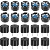 20 Pcs Piezo Buzzer, 2MM*8.5MM 42R Passive Buzzer 3V 5V 9V 12V in Common Use Mini Piezo Buzzers Kit Long Continuous Beep for Various Chips, Circuits, and Projects