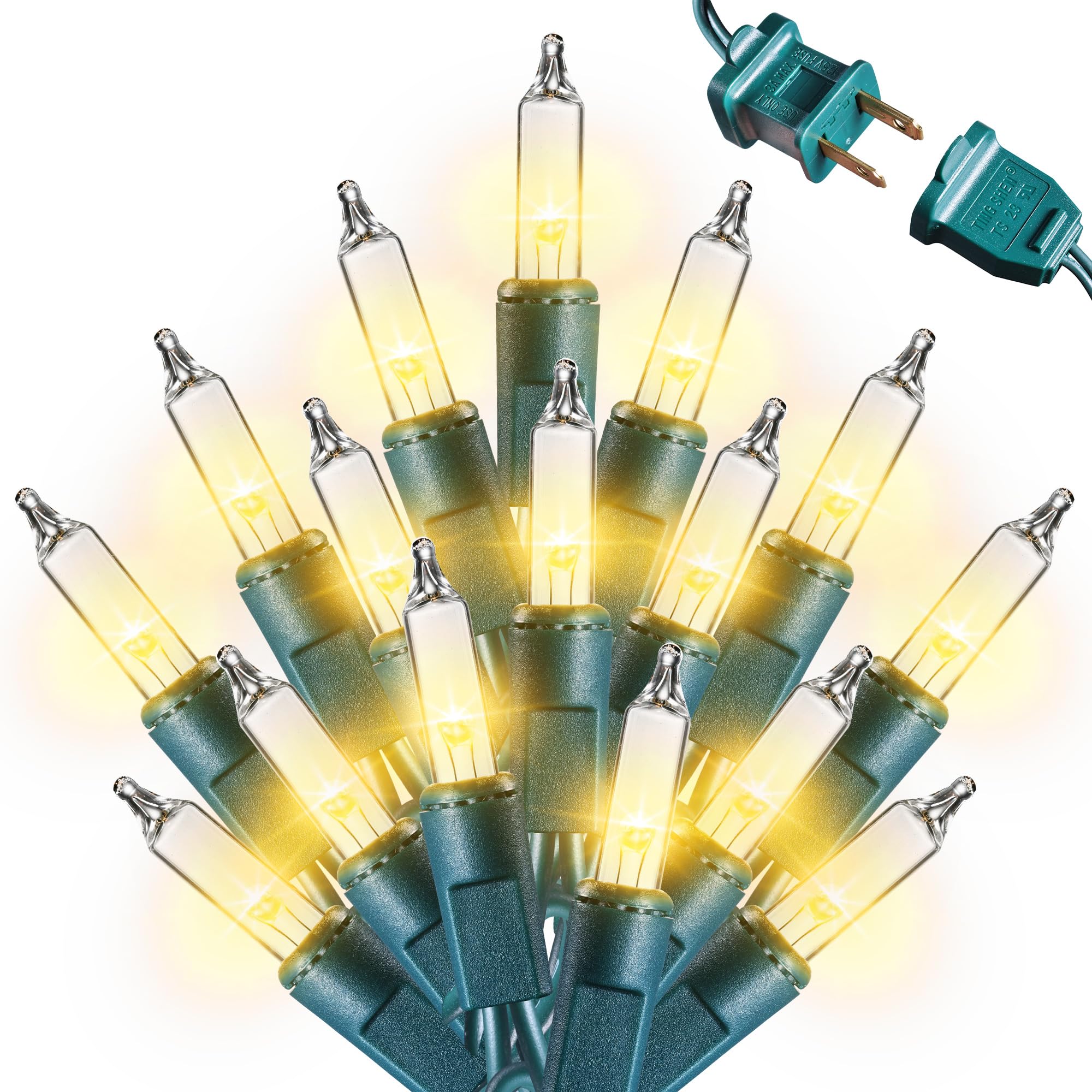 Photo 1 of Jyoiat Christmas Lights -2 Pack Total 43FT 200 Count Conectable Waterproof String Lights Brighter Detachable Plug-in Lights Indoor & Outdoor for Christmas Decoration(Warm White)