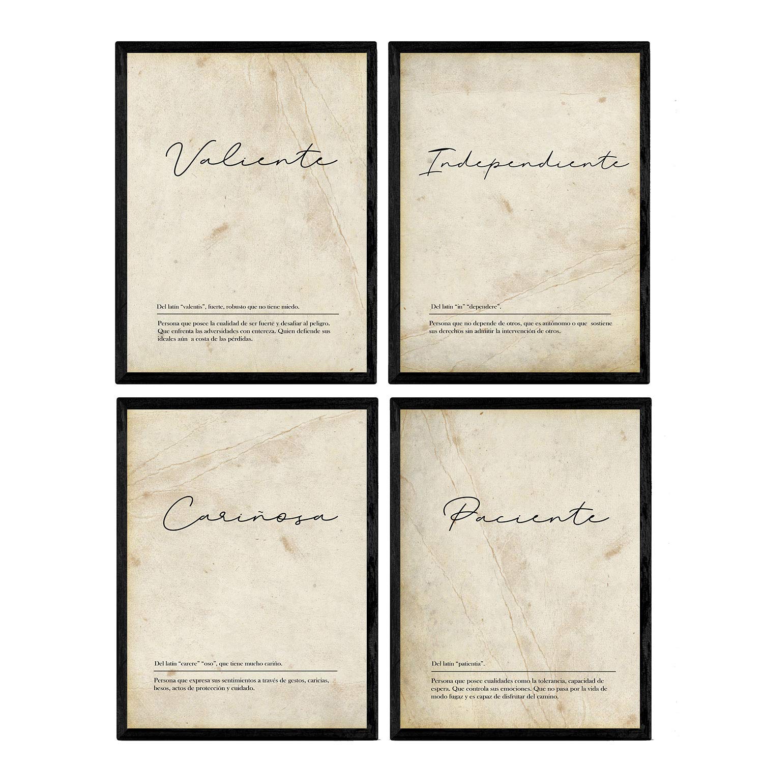 Nacnic Set of four plates with word definitions for couples Girls White Background Poster Nordic A4 size unframed