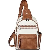 FADEON Large Sling Bag for Women, Leather Crossbody Purse Designer Anti Theft Sling Backpack, RFID Fanny Packs for Travel