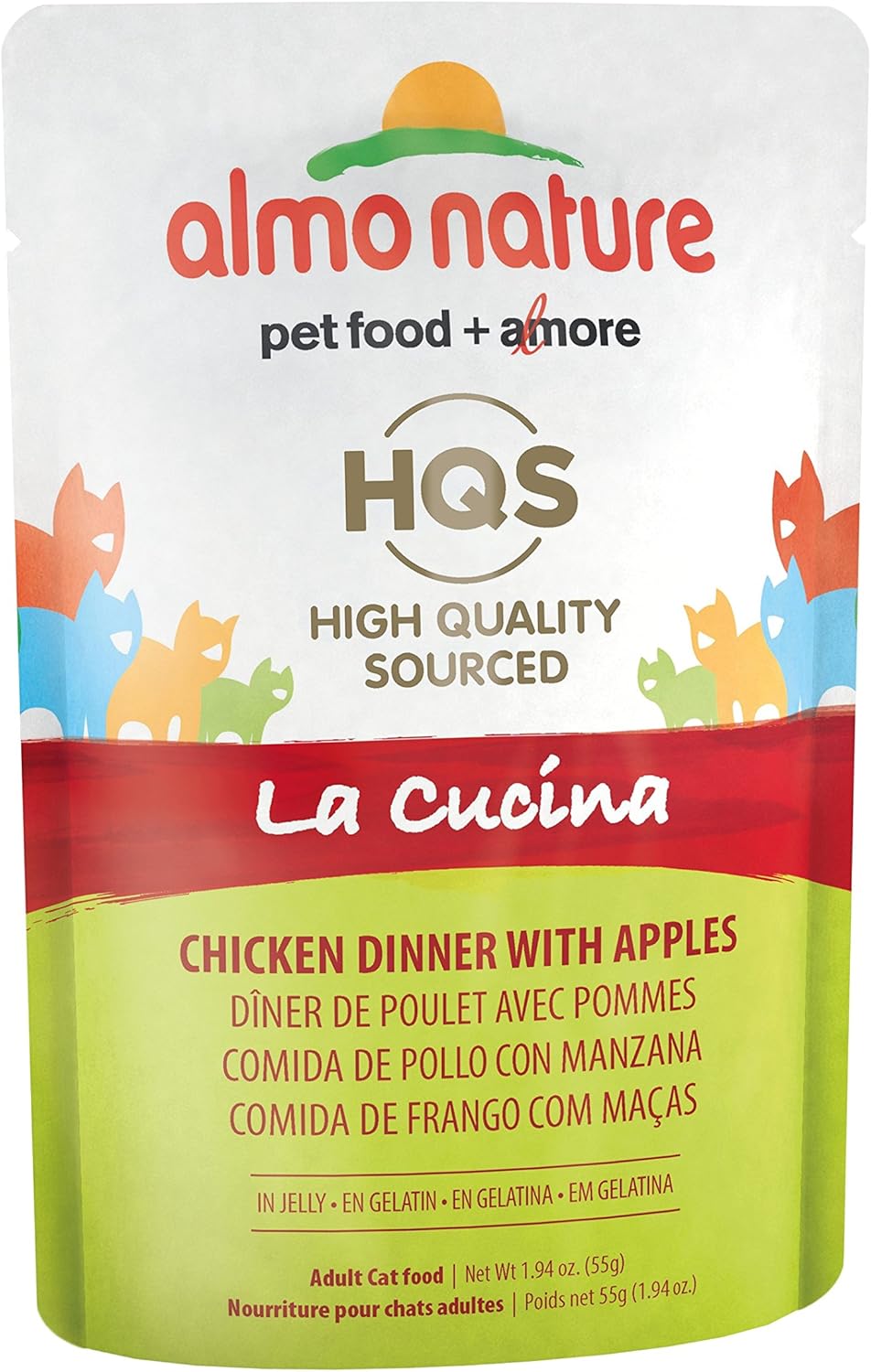 Almo Nature HQS La Cucina Natural Grain Free Wet Cat Food Pouches (Pack of 24 pouches x 1.94oz each)