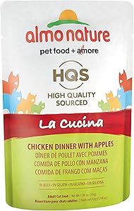 Almo Nature HQS La Cucina Natural Grain Free Wet Cat Food Pouches (Pack of 24 pouches x 1.94oz each)