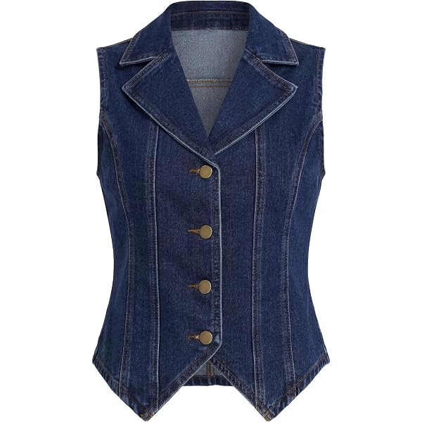 Women Grunge Emo Demin Vest Top Y2K Vintage Sleeveless Jean Gilet