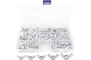 LBY 120pcs Wing Nut Assortment Kit, M3/M4/M5/M6/M8 Butterfly Wing Nuts, Hand-Twist Tighten Ear Nuts, 5 Sizes, Carbon Steel, Galvanized