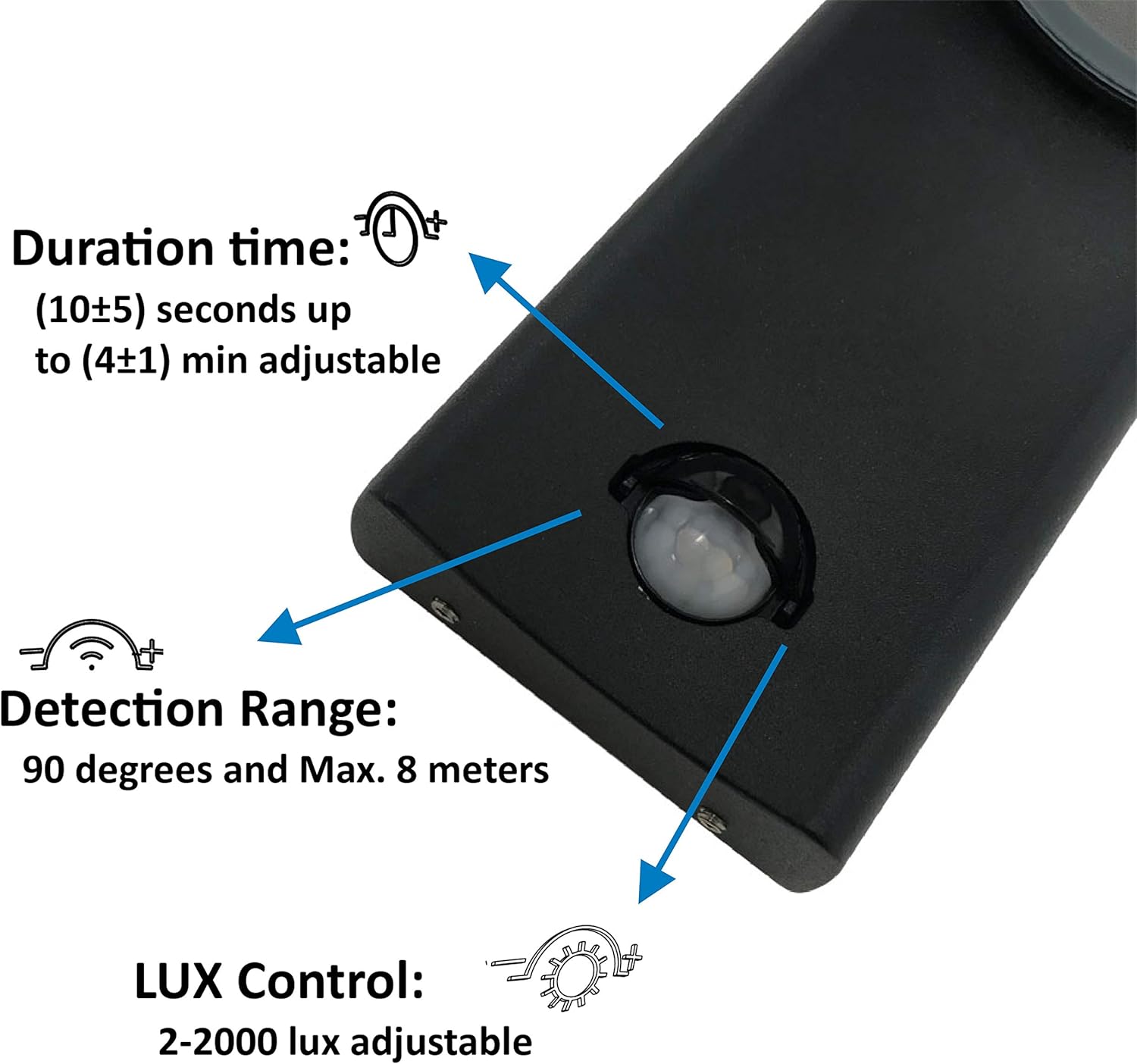 4vwin Outdoor Wall Lights with PIR Sensor 10W 6500K Cool White Aluminum LED Security Garden Lighting with 270 Degree Adjustable - Image 3