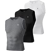 Runhit 3 Pack Men's Compression Shirts Sleeveless Workout Athletic Tank Top Sports Base Layer Undershirt for Running Gym