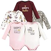 Hudson Baby baby-girls Cotton Long-sleeve Bodysuits 5-pack