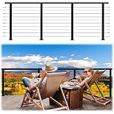 Zylorix 8ft-12ft Modular 36in Cable Railing System for Deck with Handrail | Complete Level Set, Handrail Cuttable, Swage Cable Railing Kit, T304 Stainless Steel, 1/8" Wire for Indoor Outdoor, Black