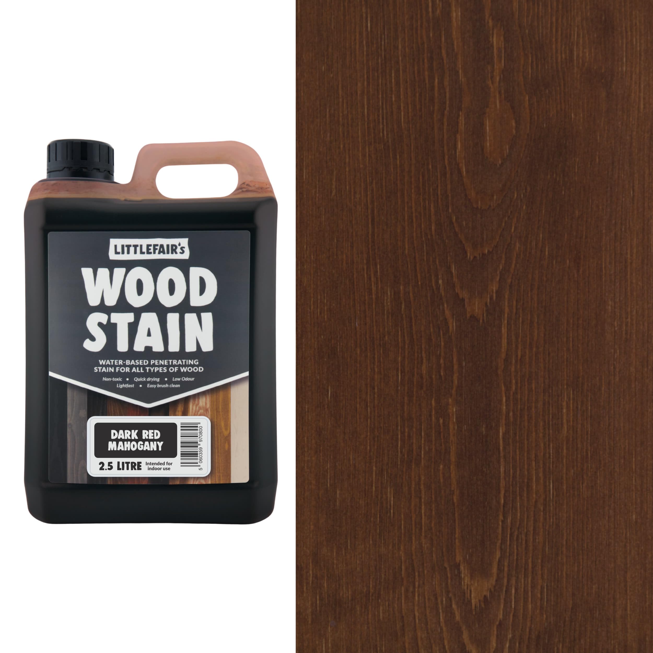 Littlefair's Wood Stain Water-Based - (Dark Red Mahogany) โ Non-Toxic, Eco-Friendly & Quick Drying - Easy-to-Apply, Concentrated Formula for All Wood Types โ 2.5 LTR โ image 1
