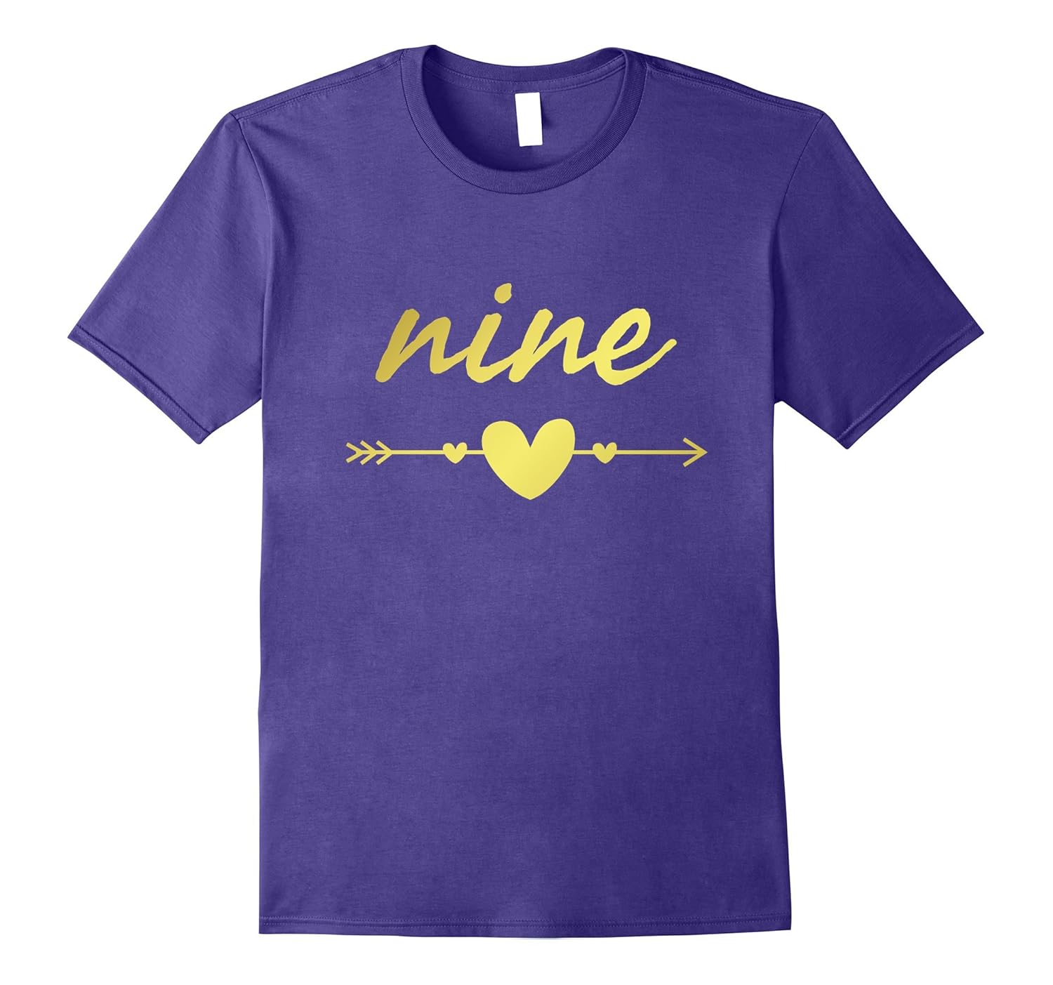 Nine - Girls 9th Birthday Shirt, Gold Arrow Design-ANZ