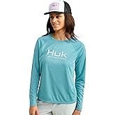 HUK Women's Standard Pursuit Long Sleeve, Performance Shirt + Sun Protection, Algiers Blue Heather