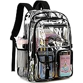 Abshoo Large Clear Backpack For Girls Women School Bookbag Heavy Duty Transparent Backpack (Black)