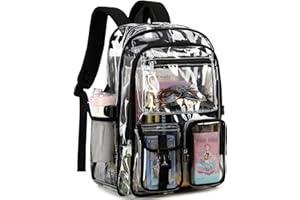 abshoo Large Clear Backpack For Girls Women School Bookbag Heavy Duty Transparent Backpack (Black)
