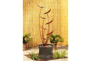 Tiered Copper Leaves Modern Outdoor Floor Fountain and Waterfalls 41" High Cascading Decor for Garden Patio Backyard Deck Home Lawn Porch House Relaxation Exterior Balcony - John Timberland