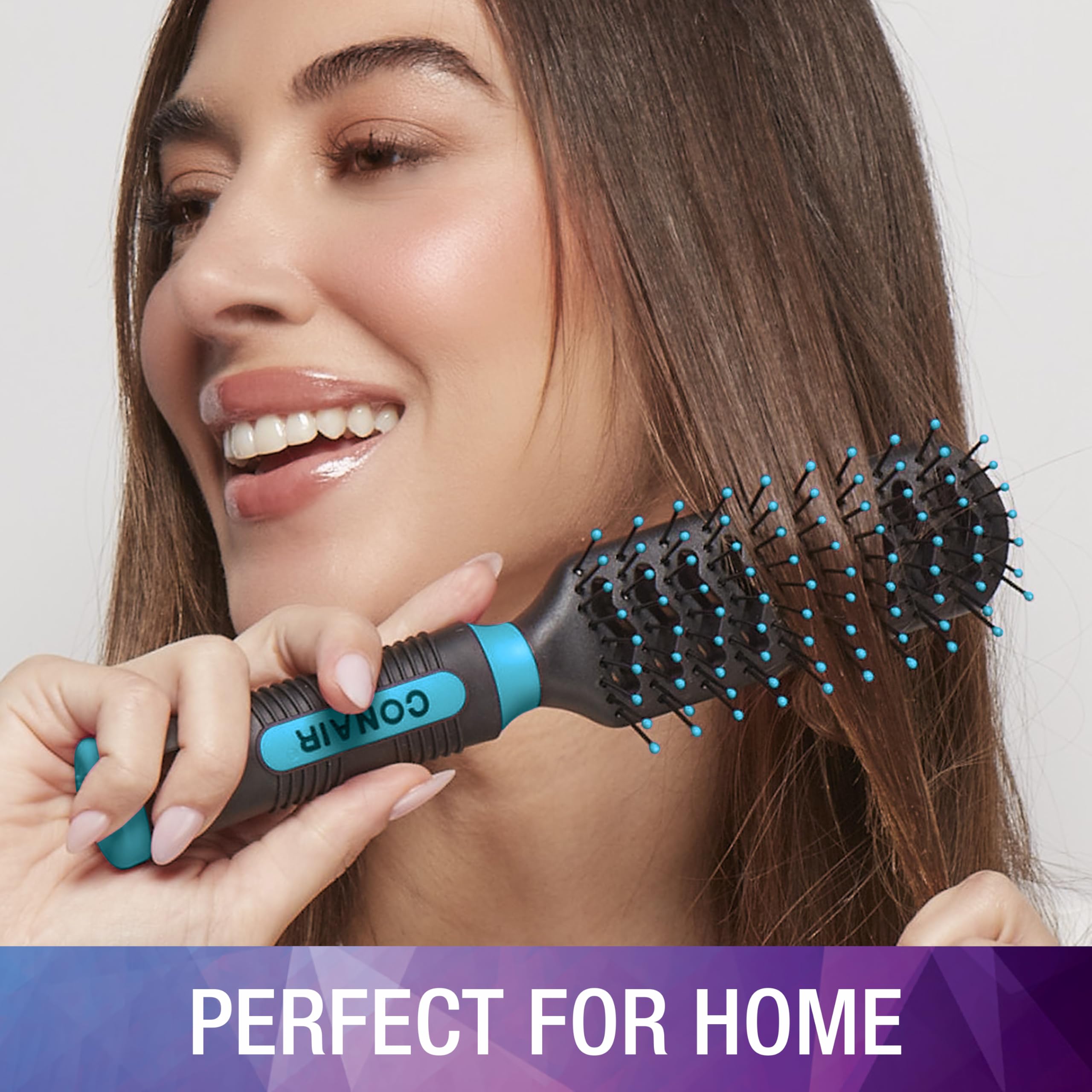 Conair Grip & Lift Vent Hairbrush 2PK, Full-Size and Mid-Size Brush Set, Nylon Bristle Hairbrushes for Blowout Styling, Value Pack