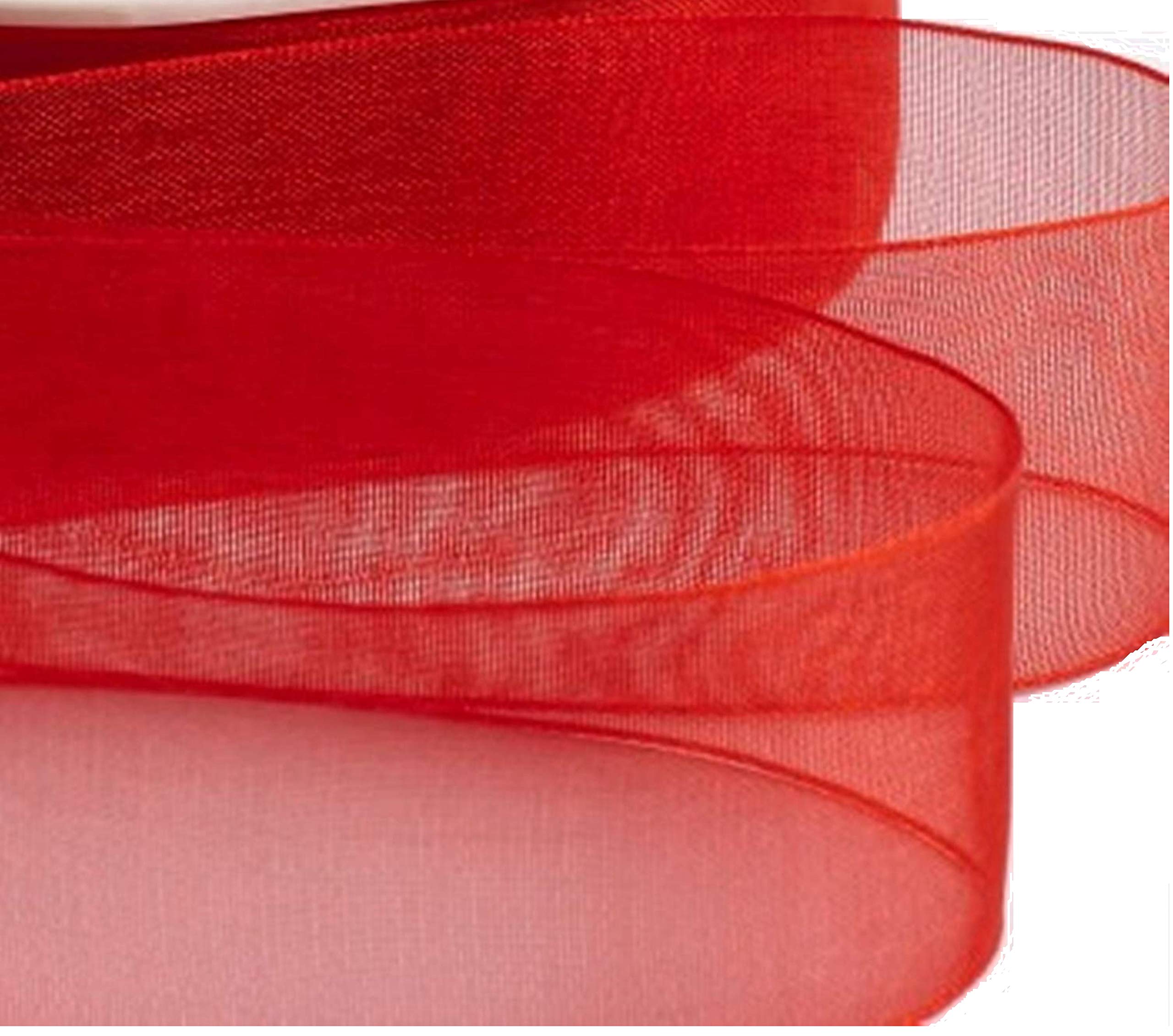 Organza Ribbon for Gifts Wrap Sewing Party, Decorations Events Dress Wedding Christmas Crafts, Bows Car, Floral Balloons DIY, Bouquets, Cake 45 Meters / 50 Yards s (25mm, Red)