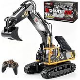 kolegend RC Excavator Toy | 1:18 Remote Control Excavator | Metal Shovel for Real Digging 11-Channel Control 680&deg; Cab Rotation 2 Rechargeable Batteries &amp; STEM Card Gift for Birthday