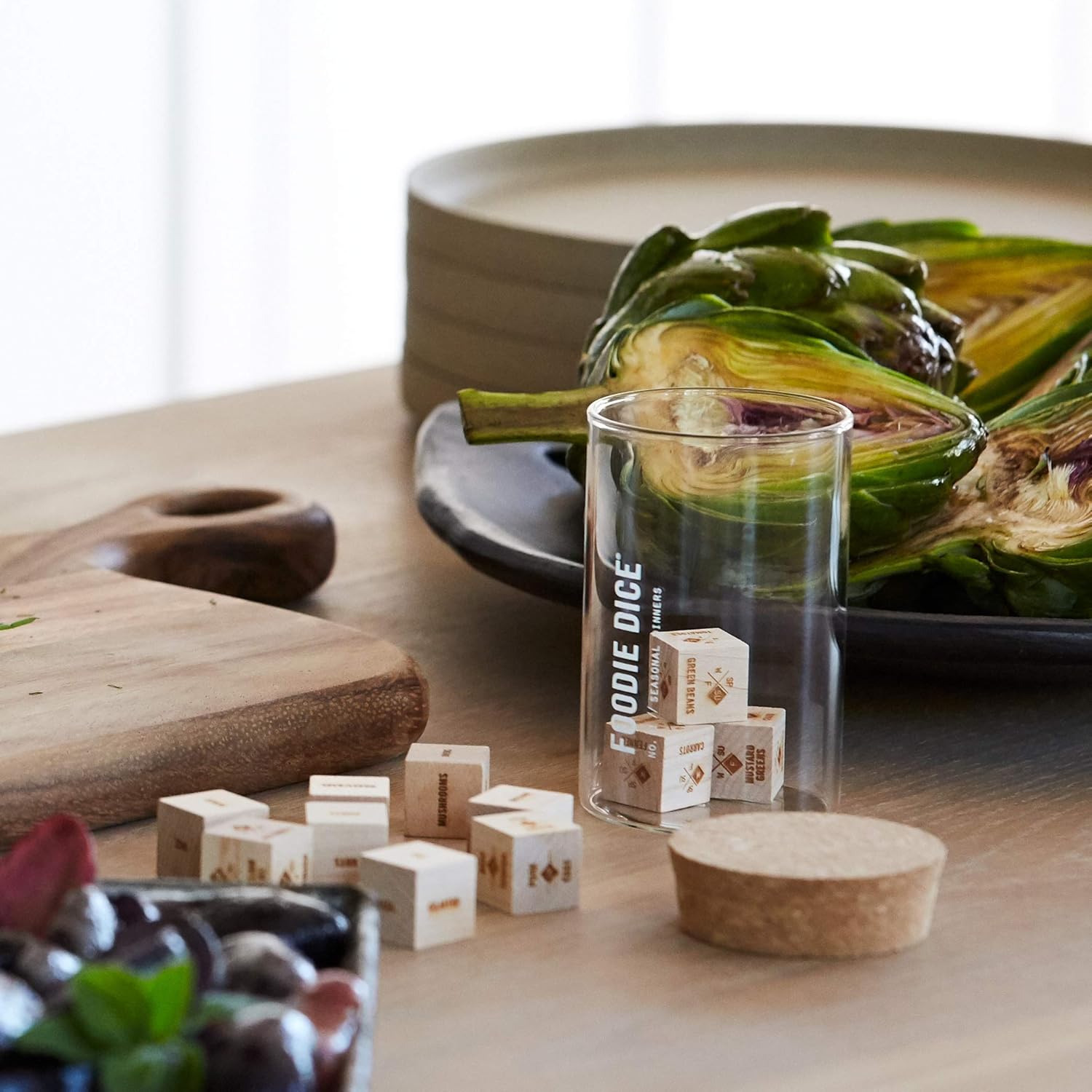 Foodie Dice on a counter.