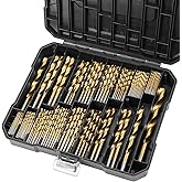 230 Pcs Titanium Coated Twist Drill Bit Set, 4241 HSS 135° Tip Metric Drill Bits Size from 1.0-10mm for Metalworking, Woodwor