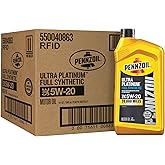 Pennzoil Ultra Platinum Full Synthetic 5W-20 Motor Oil, 1 Quart (6 Pack)