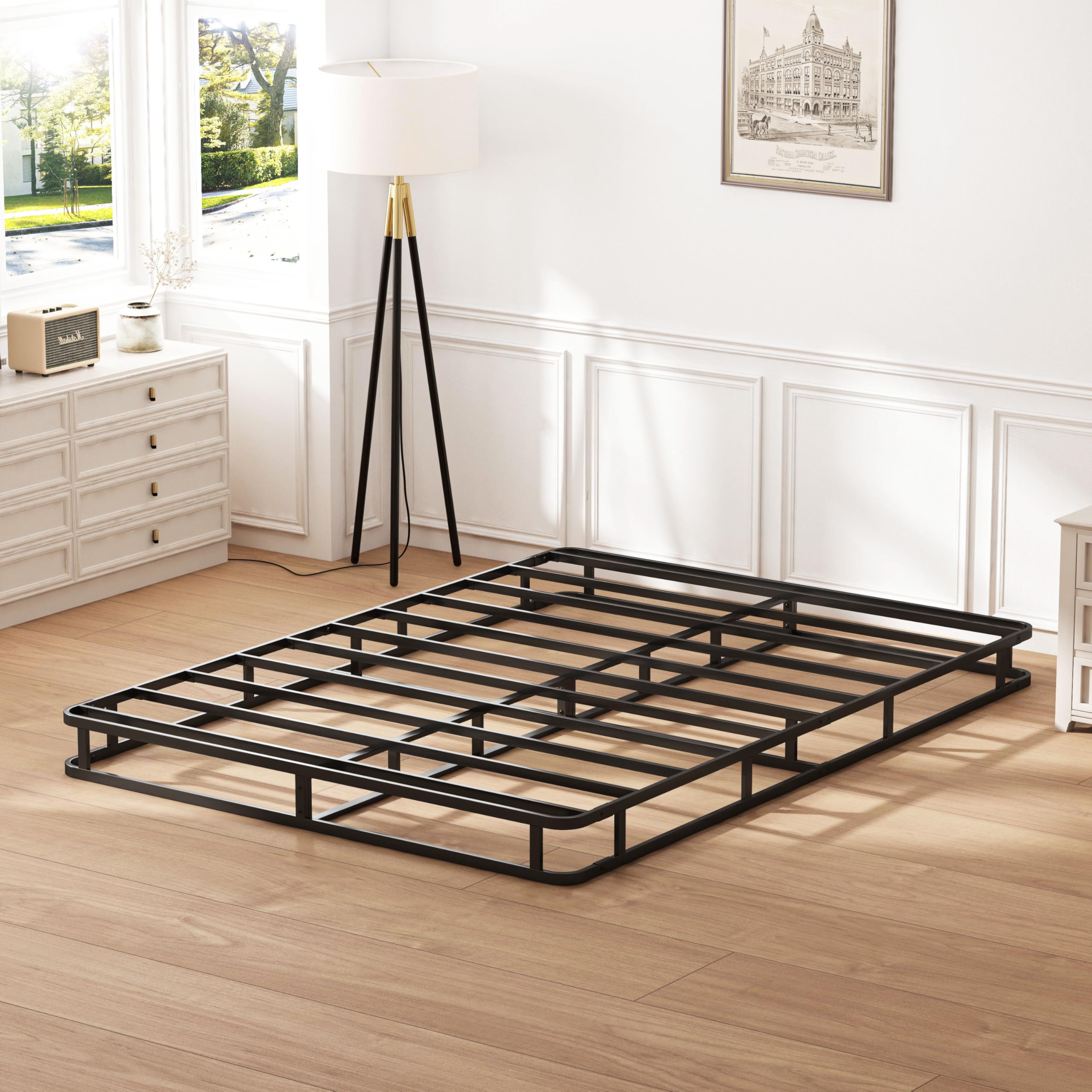 Photo 1 of Full Box Spring 5 Inch, Heavy Duty Metal Box Spring Bed Base with Easy Assembly, Mattress Foundation Full, Strong Metal Frame, Noise Free, 3000lbs Max Weight Capacity