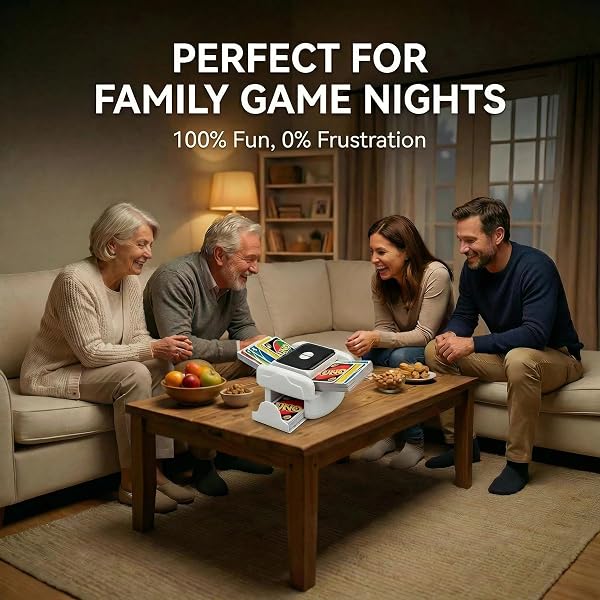 TGHIJKK AUTOMATIC CARD SHUFFLER MACHINE: QUICK SHUFFLE FOR FAMILY GAME NIGHTS – 65DB QUIET OPERATION – USB-C RECHARGEABLE WITH 25000 SHUFFLES – COMPATIBLE WITH 5 CARD TYPES
