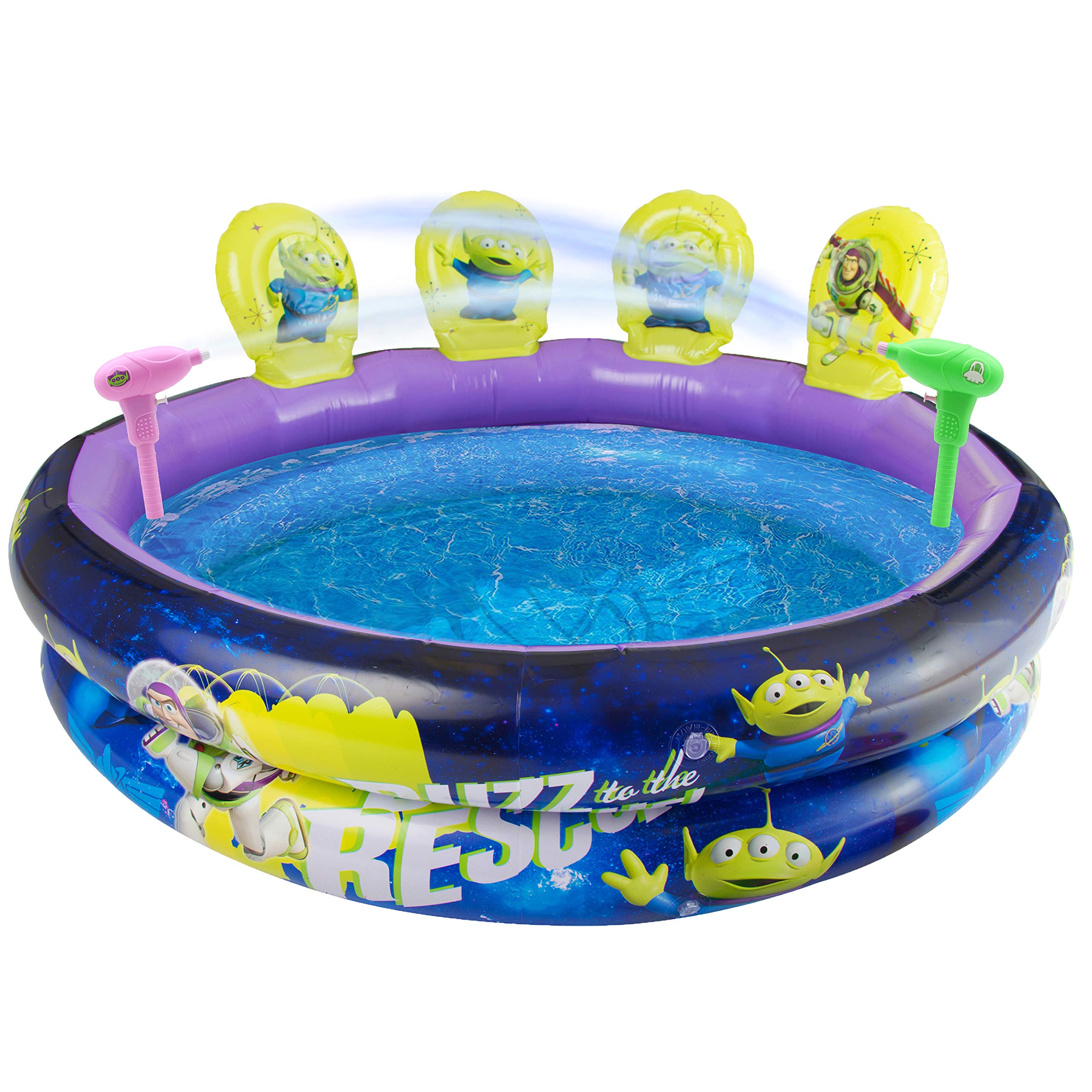 Disney Toy Story 4 Inflatable Swimming Pool | Outdoor Paddling Pool With Target Shooting Activity, Includes 2 Buzz Lightyear Water Guns, 4 Alien Fun 3D Targets | Kids Swimming Pools For Gardens