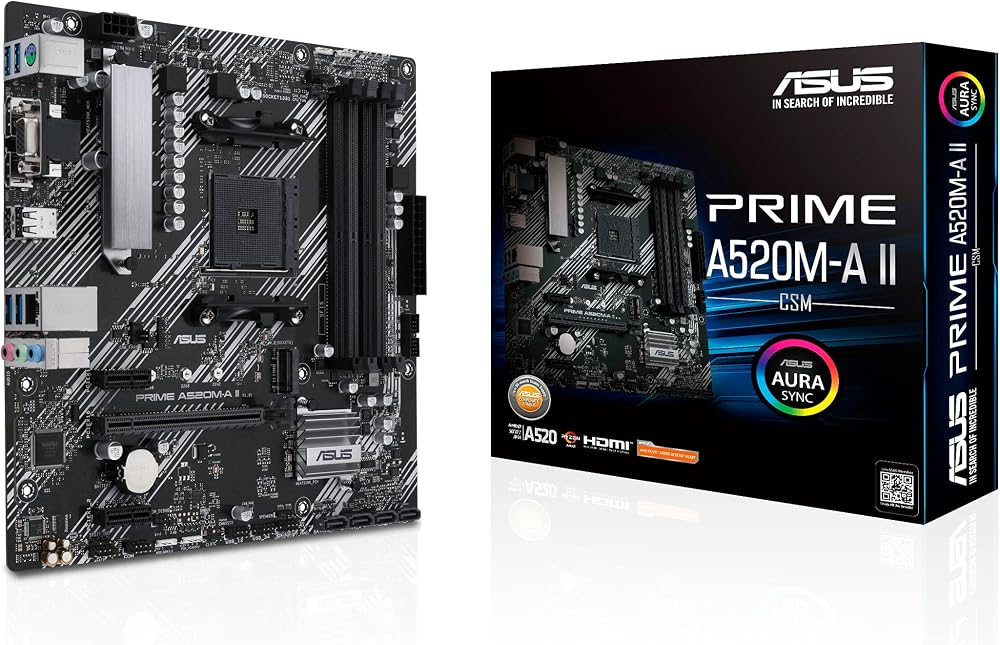 ASUS Prime A520M-A II/CSM AMD AM4 microATX Motherboard ECC M.2 1Gb Ethernet