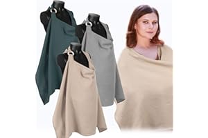 Treela 3 Pcs Muslin Cotton Breathable Nursing Cover Multi Use Car Seat Stroller Breastfeeding Cover for Breastfeeding Baby Shower Gifts Essentials(Bright Color)