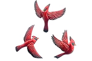 J-Fly Metal Red Bird Wall Decoration Bird Wall Hanging Decor Outdoor Metal Wall Art Cardinal Outdoor Decor Suitable For Living Room Bedroom Patio Kitchen Outdoor Fence Decoration 9 Inch