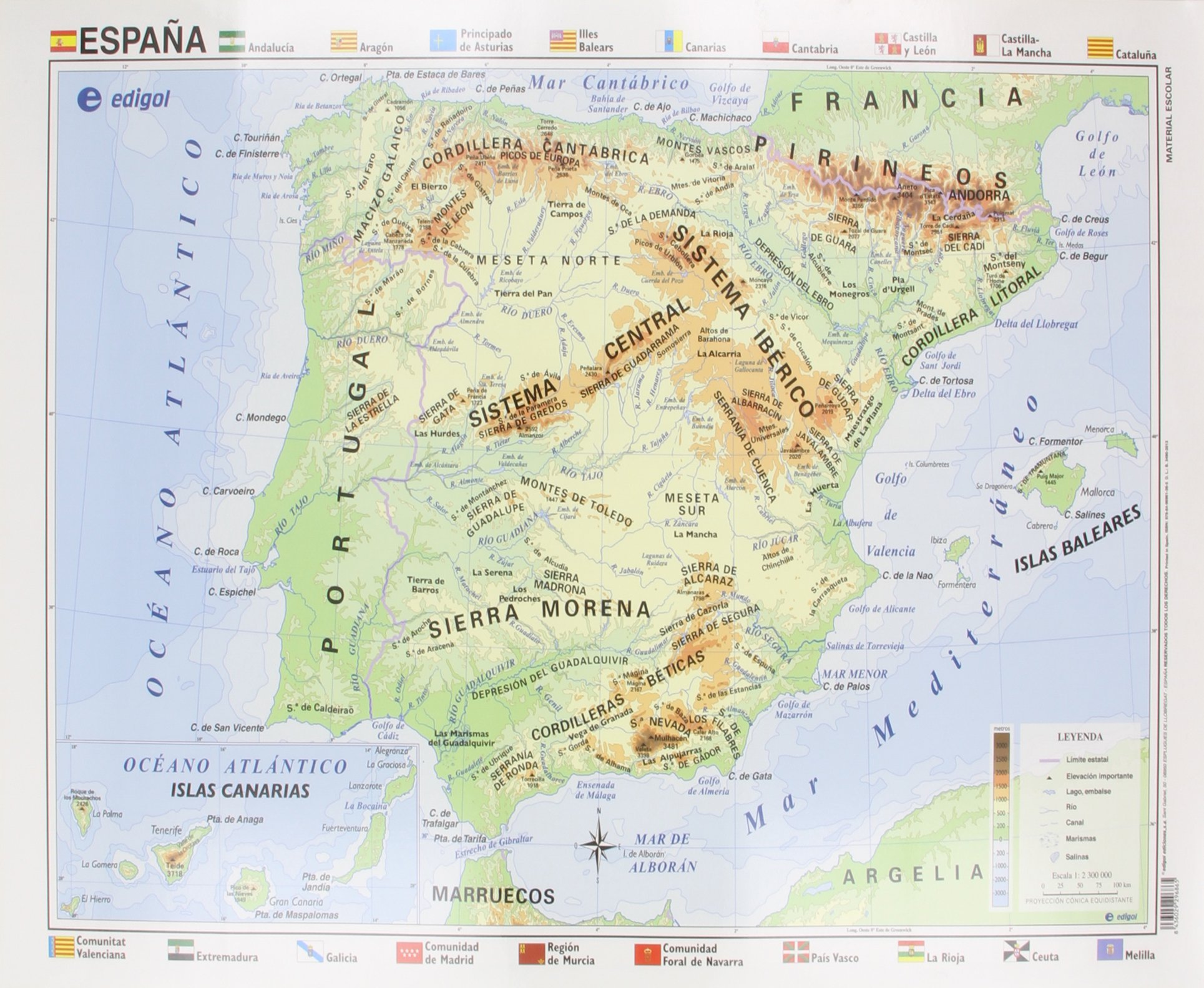 Mapa EDIGOL Poster 70x50 cm Fisico POLITICO sin Varilla ESPAÑA: Amazon.es: AA.VV: Libros