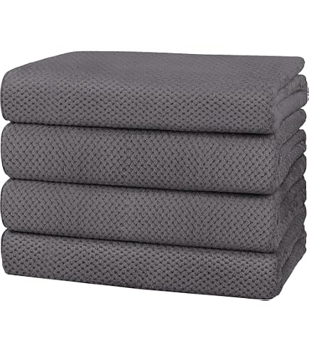 Lot 4 Serviettes Bain Microfibre Séchage Rapide 144.8x76.2cm - Orange Douces Et Absorbantes