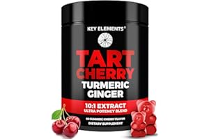 KEY ELEMENTS [Ultra Strength] Tart Cherry Gummies Extract with Turmeric & Ginger - Natural Tart Cherry Supplement for Uric Acid Cleanse Support & Recovery Gummies