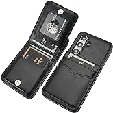KIHUWEY for Samsung Galaxy S24 Case Wallet with Credit Card Holder, Flip Premium Leather Magnetic Clasp Kickstand Heavy Duty Protective Cover for Samsung Galaxy S24 6.2" (Black)