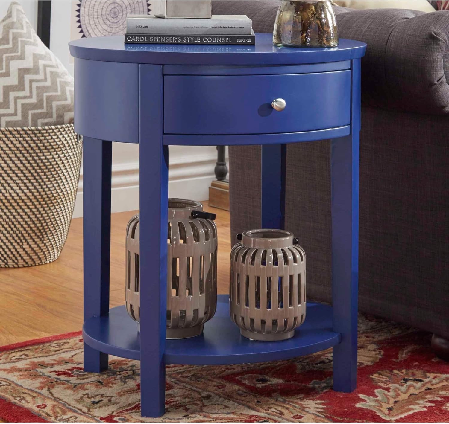 Amazon Com Casual Fillmore 1 Drawer Oval Wood Shelf French
