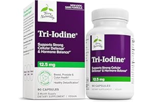 Terry Naturally Tri-Iodine - Support Thyroid Health - Aids Hormone Balance with Molecular Iodine from Kelp - Features Potassium Iodide & Sodium Iodide - Brain & Energy Support - 12.5mg, 90 Capsules