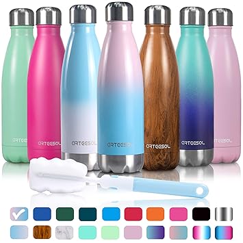 Arteesol Botella de Agua, Botella de vacío de Acero Inoxidable de ...