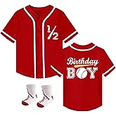 Sptuoiy 1/2 Birthday Boy Half Birthday Outfit Baby Boy 6 Months Baseball Jersey Button T Shirt Gift Clothes