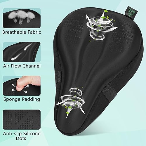 Zacro Bike Seat Cushion Padded Gel Bike Seat Cover for Men