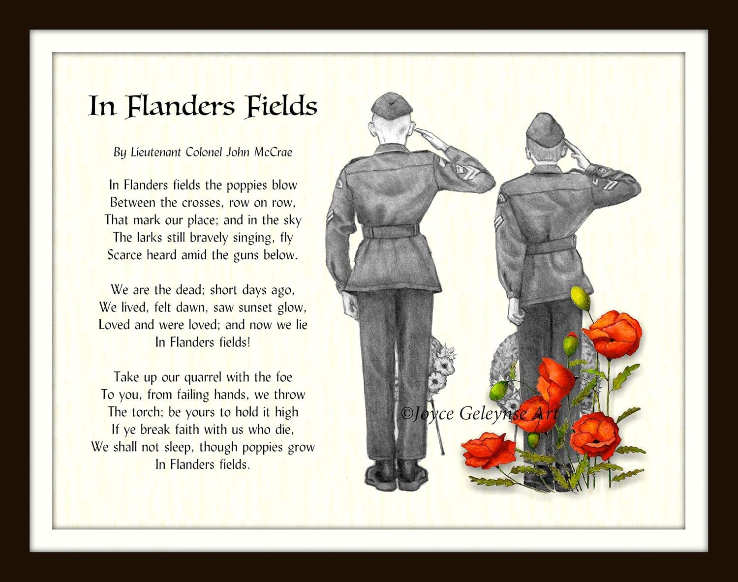 Amazon Com Art Print In Flanders Fields 5 X 7 Young Cadets Saluting Poppies Veteran S Day Remembrance Day Pencil Art Wreaths Handmade