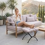 HollyHOME Foldable Foot Stool with Metal Legs Gray Living Room Ottoman view 2