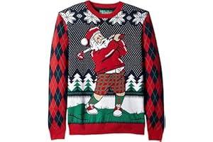 The Ugly Sweater Co. Mens Sports Golf Sports Ugly Christmas Sweater for Holiday Fun Design, Snug Fit Breathable Crewneck