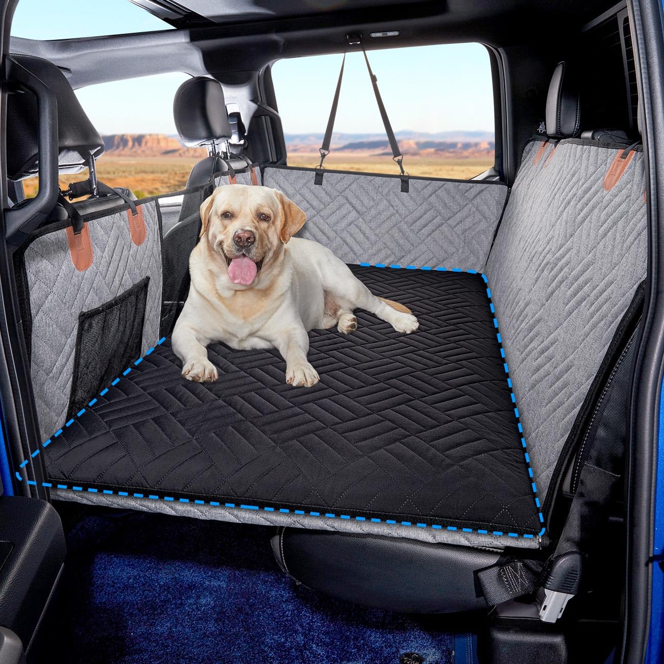Photo 1 of ***DOG HAIR IS INCLUDED FROM PRIOR USE***Veitail Dog Mat for Back Seat Extender for Dogs,Dog Bed for Car,Pet Cover for Hammock for Car,Hard Bottom Car Seat Cover for Dogs (Black, for Truck)***DOG HAIR IS INCLUDED FROM PRIOR USE**