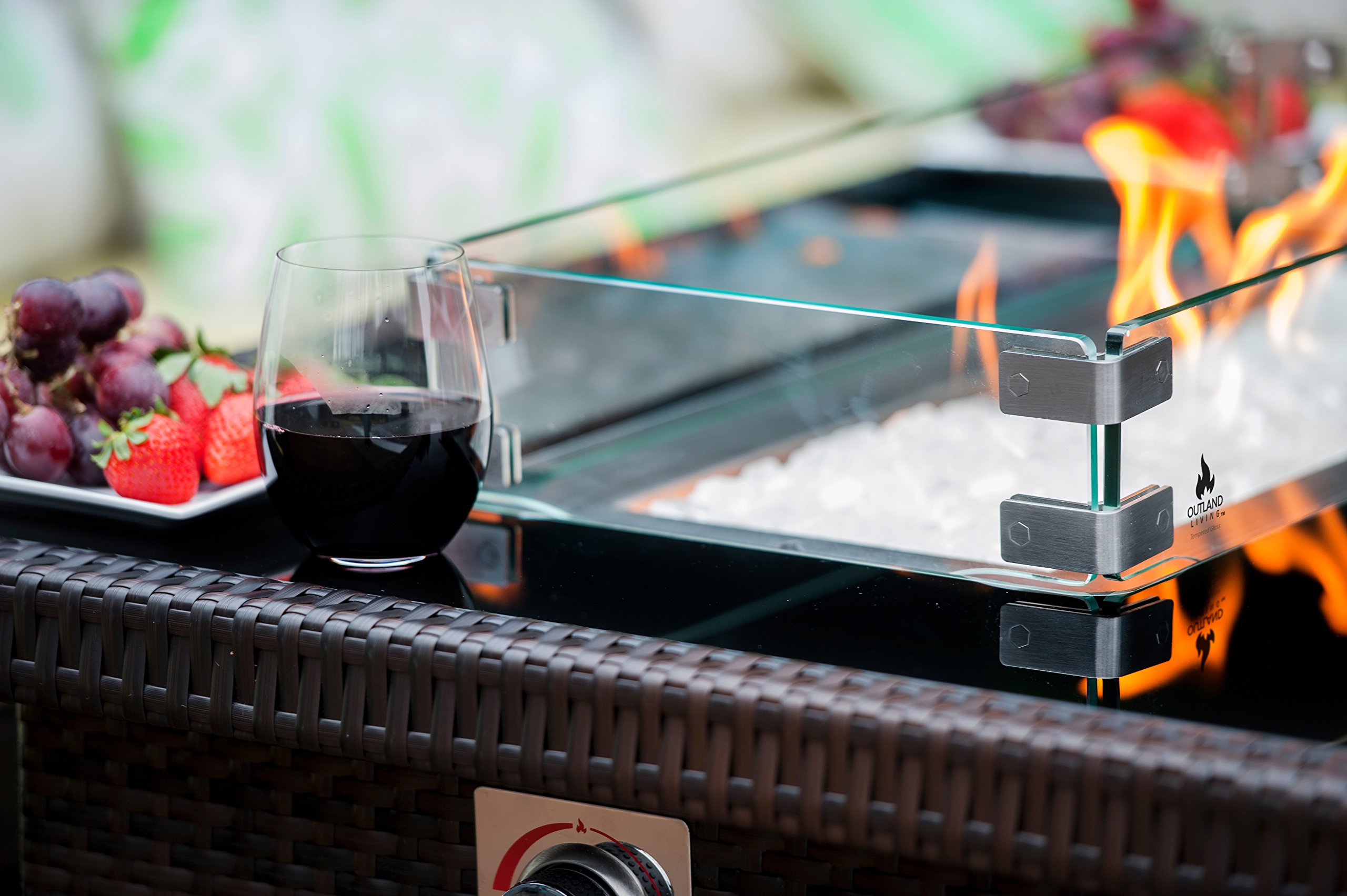 Outland Fire Table Tempered Glass Wind Guard Fence for Outland Series