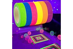 CARGEN Neon Gaff Gaffers Tape, Neon Duct Tape for Neon Glow Fluorescent Blacklight UV Party Decorations Supplies Accessories, 0.6 Inch x 16.5 Feet, 6 Kinds of Colored Tape, Cotton Cloth Material